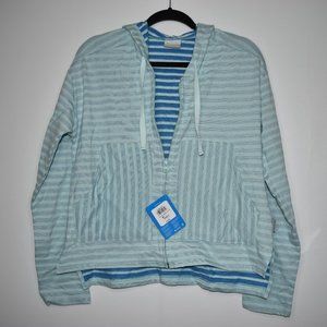 Columbia Women's New Medium Melody Spring Full Zip-Up Striped Jacket Hoodie $75